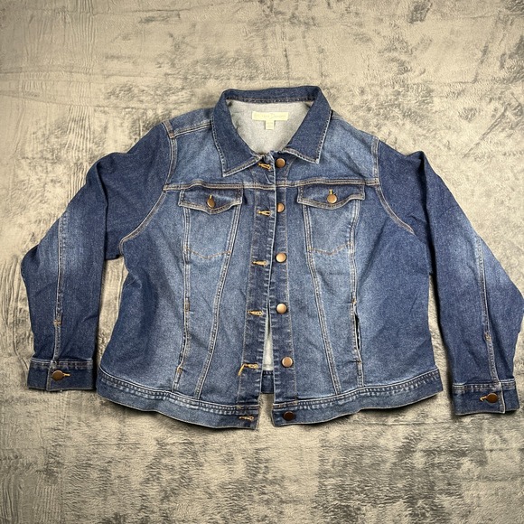 Cato Jackets & Blazers - Cato C By Cato Est. 1946 Denim Trucker Jacket‎ Womens 18/20W Blue Button Front